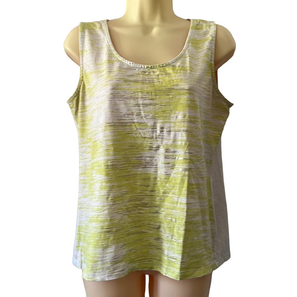 Chico’s Zenergy White & Lime Knit Tank Top Woman Size 8